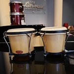 Stagg 7" and 8" Tunable Bongos in Natural Wood, AS IS: hole in larger bongo