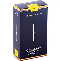 Vandoren Traditional Clarinet, 2 Strength Reeds, 10 Pack