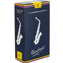 Vandoren Traditional Alto Saxophone Reeds Strength 2, 10 Pack